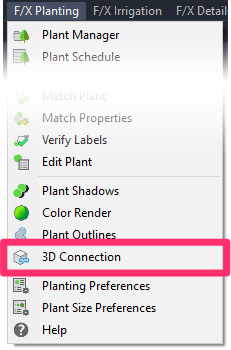 F/X Planting menu, 3D Connection option